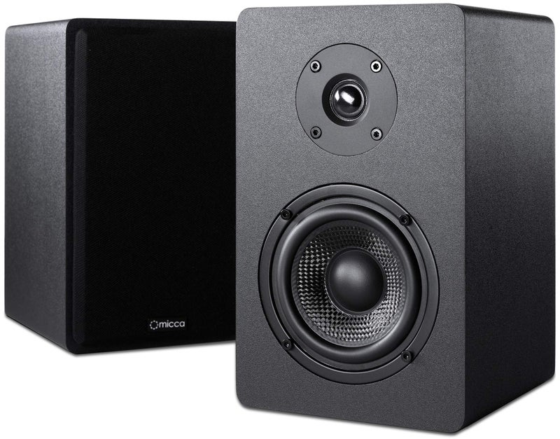 Micca PB42X Powered Bookshelf Speakers, 30-Watt RMS Power, Active Near Field Studio Monitors, 2-Way (Black, Pair) - Image 1